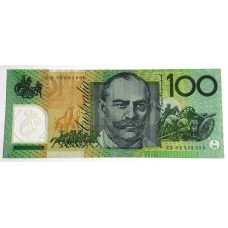 AUSTRALIA 1996 . ONE HUNDRED 100 DOLLARS BANKNOTE . EVANS/FRASER . TEST NOTE . LAST PREFIX CS96